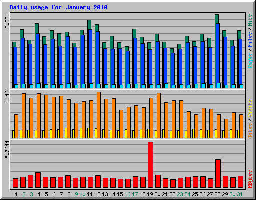 Daily usage for January 2010