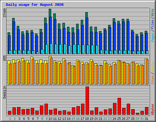 Daily usage for August 2020