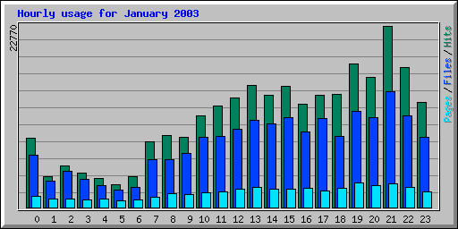 Hourly usage for January 2003