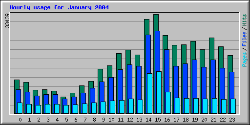 Hourly usage for January 2004