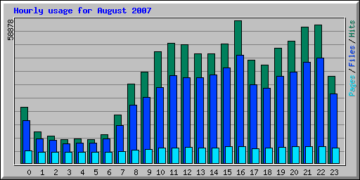 Hourly usage for August 2007