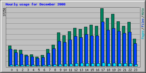 Hourly usage for December 2008