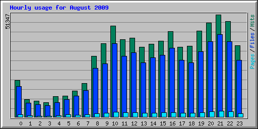 Hourly usage for August 2009