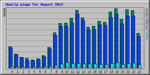 Hourly usage for August 2012