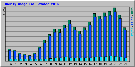 Hourly usage for October 2016