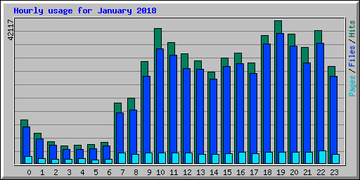 Hourly usage for January 2018